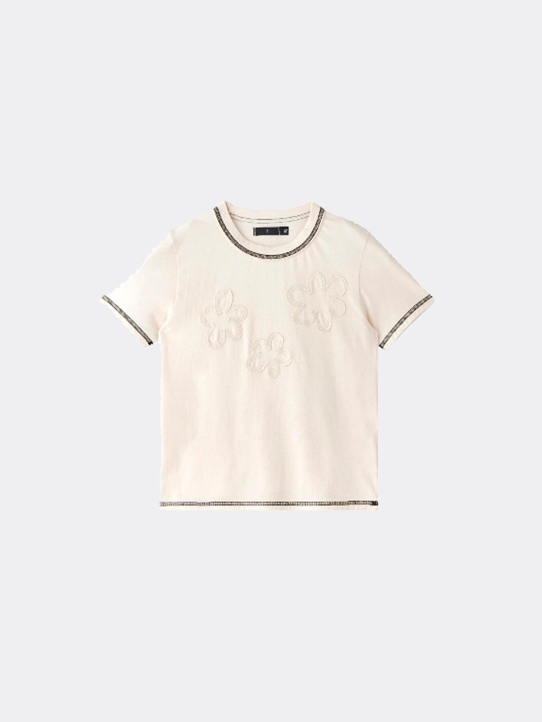 사파리스팟 1/2 FLOWER GREIGE TEE-IVORY
