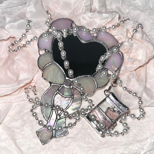 리뷰약속할인🎀 하트 리본 레이스 공주 손거울