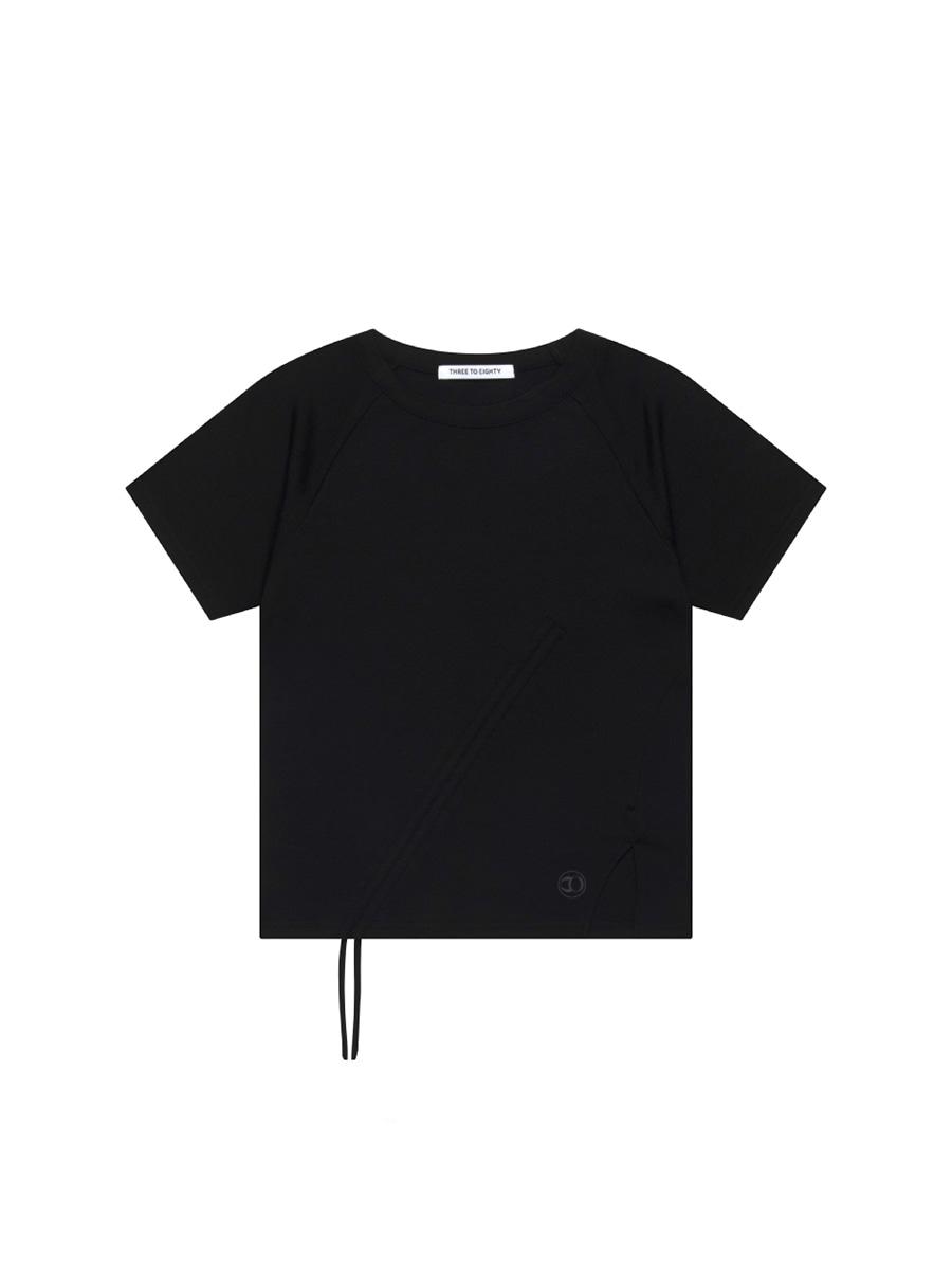 SHIRRING PANEL TOP BLACK