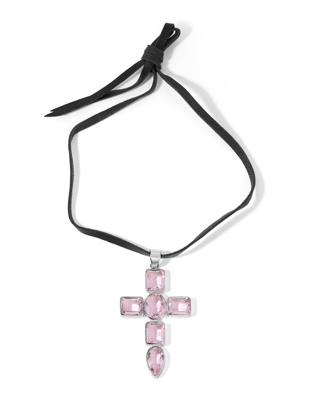 The Ava Cross Choker - Silver / Charm / Adjustable