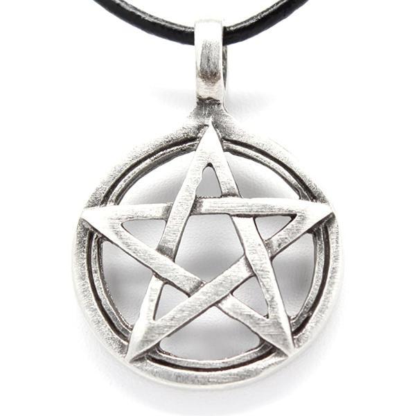 Trilogy 주얼리 백랍 펜타그램 이교도 위치 펜타클 펜던트 가죽 목걸이