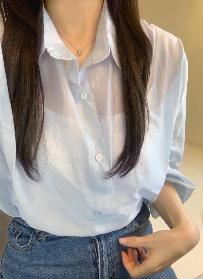 러체 [Only LoveCherish] Watercolor shirts 시스루 소라 이연희 셔츠