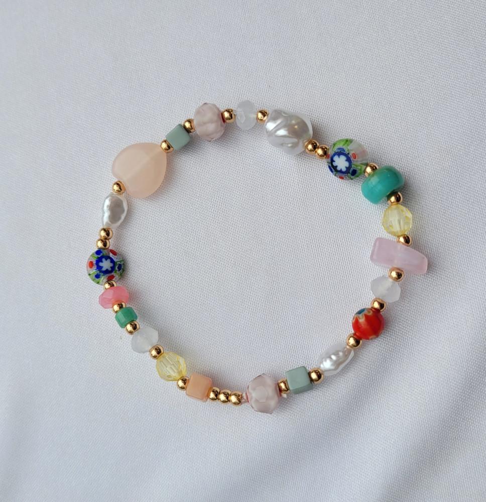 빈티지 믹스 하트 비즈 팔찌