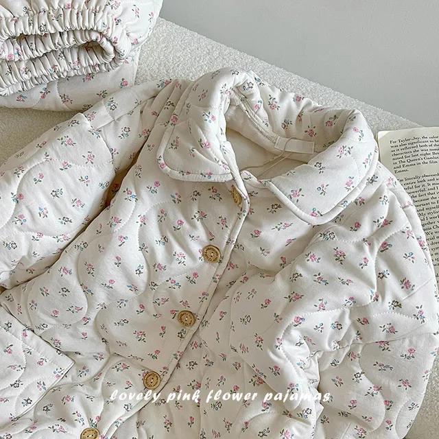 🤍포근누빔/머리끈증정🤍 핑크플라워 굿나잇 포근누빔 수면잠옷 파자마 홈웨어 세트