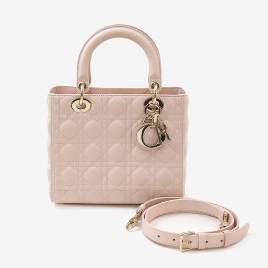 (중고명품가방)디올 M0565ONGE 레이디백 램스킨 미듐 라이트핑크 금장