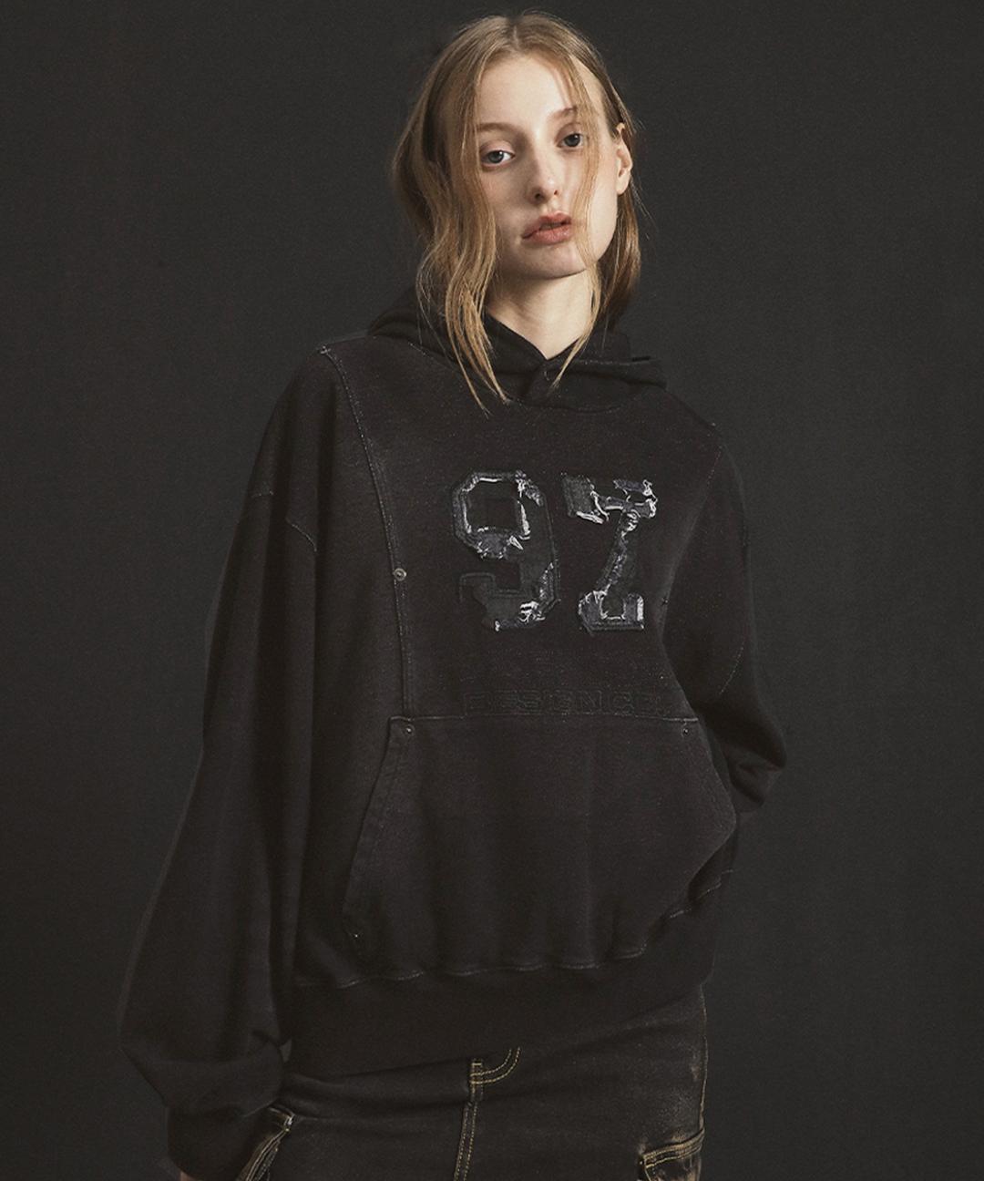 INDIGO WASHED HOODIE BLACK