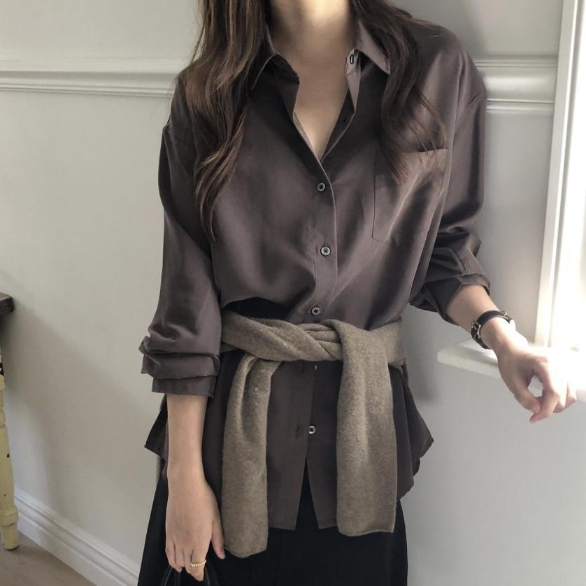 릴썸 버베인 루미에 피치 텐셀 셔츠 루즈핏 카라 포켓 남방 4col