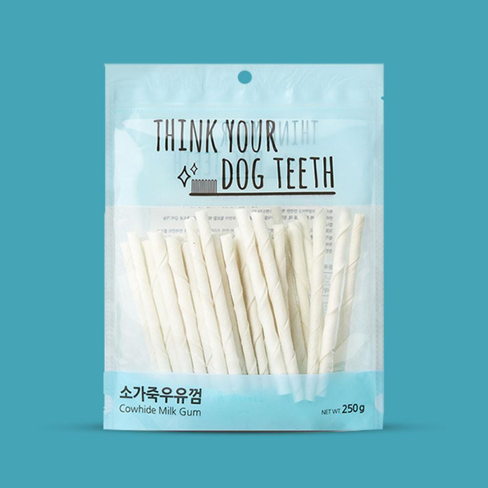 띵독 소가죽 우유스틱껌 44p 3개월 강아지 이갈이 애견 덴탈껌 오래먹는 간식 껌