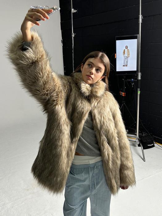 OVERSIZED FUR JACKET V3 (MOCHA BEIGE)