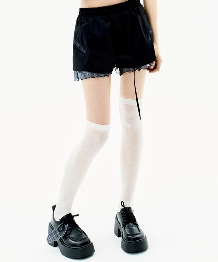 Reversible Plaid Track Shorts / Black