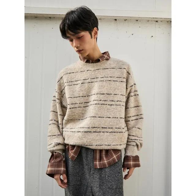 스트라이프 니트 풀오버 베이지 (225Y51EQ4A) 남성