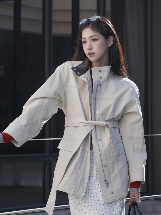 [유니 PICK] (1차 리오더) HIGH-NECK OVERSIZE SAFARI JUMPER [TAN BEIGE][GREY]