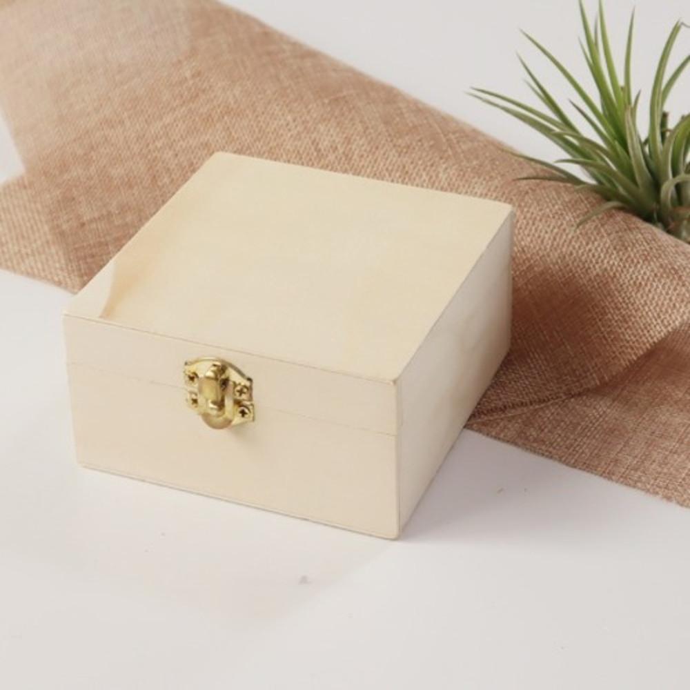 케이씨원 나무 보석함 정리함 꾸미기 사각 보관함 지름 10cm