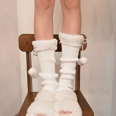 [5colors]덤블 폼폼 니트 레그워머