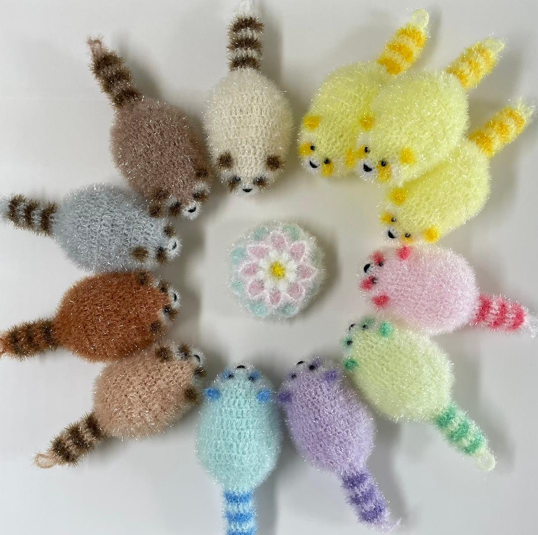 너구리수세미 의정부할머니수세미 핸드메이드  동물수세미 럽쿤 아크릴 주방