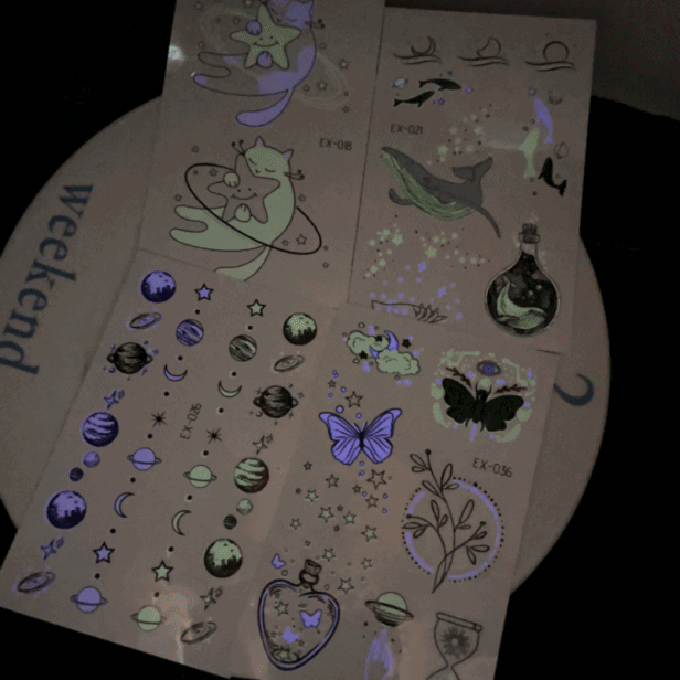 [무배] 야광 투타입 문신 타투스티커 세트