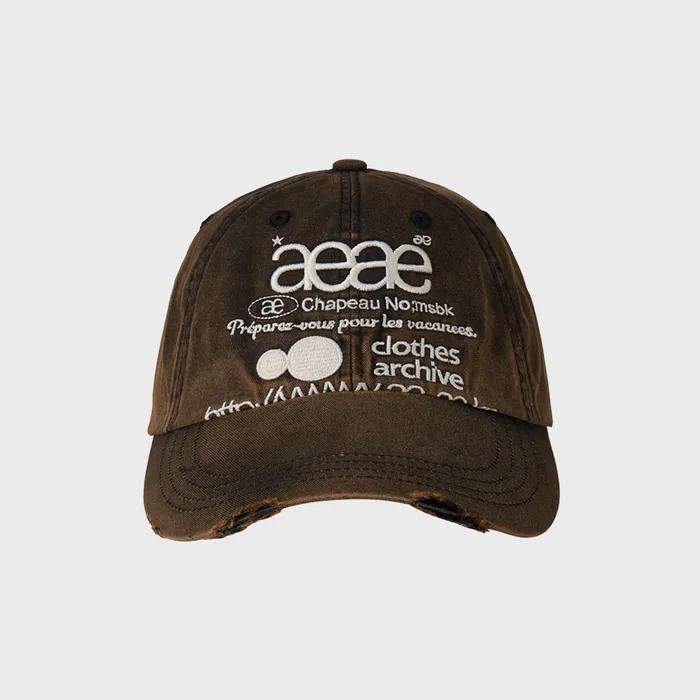 WEB LOGO DAMAGED CAP [DARK BROWN]