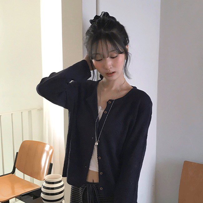 [봄🌱/여리핏] 내추럴펀칭R넥니트가디건 (4color)