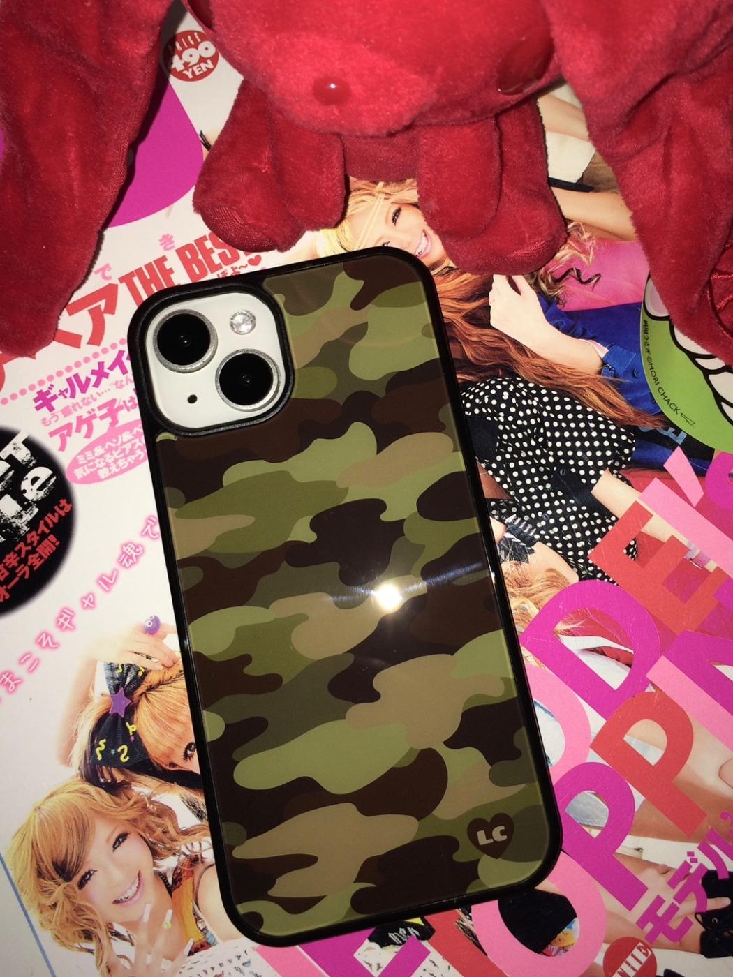 khaki camo glass bumper phone case