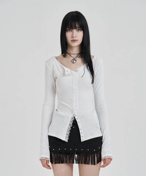 White My one lace trim cardigan