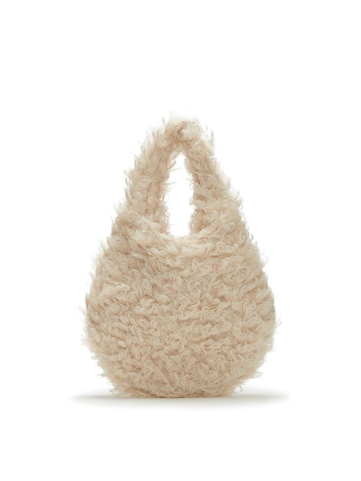 Lamb hobo bag [Cream, Black]