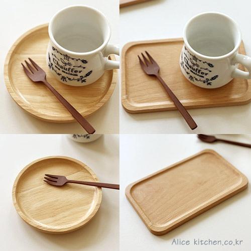 우드 미니 트레이  2종 - 라운드, 사각