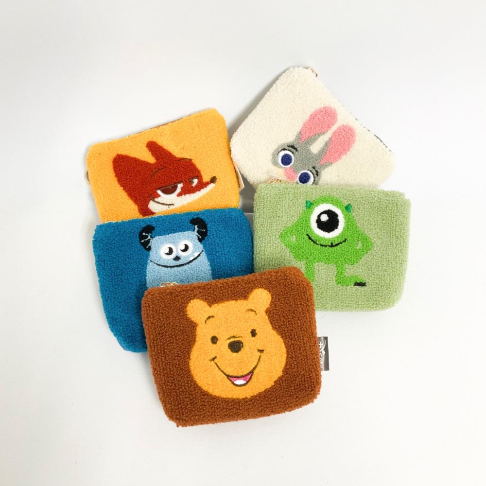 [맙소사잡화점]  디즈니 정품 뽀글이 동전지갑2  / 파우치 / 에어팟 이어폰 파우치 /곰돌이푸 닉 주디 마이크 설리