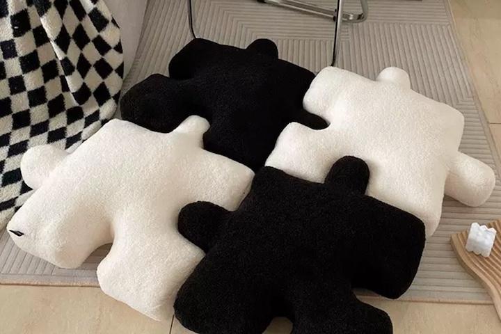 부드러운 말랑 퍼즐 소파쿠션 패브릭 등받이 방석 거실 봄 사각 등쿠션 침대 허리 독서 부클