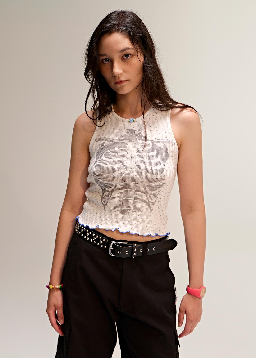 Floral Bone Sleeveless White