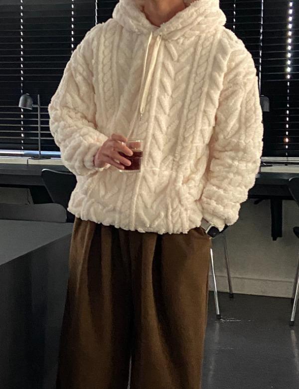 북극 케이블 양털 후드 (3color)