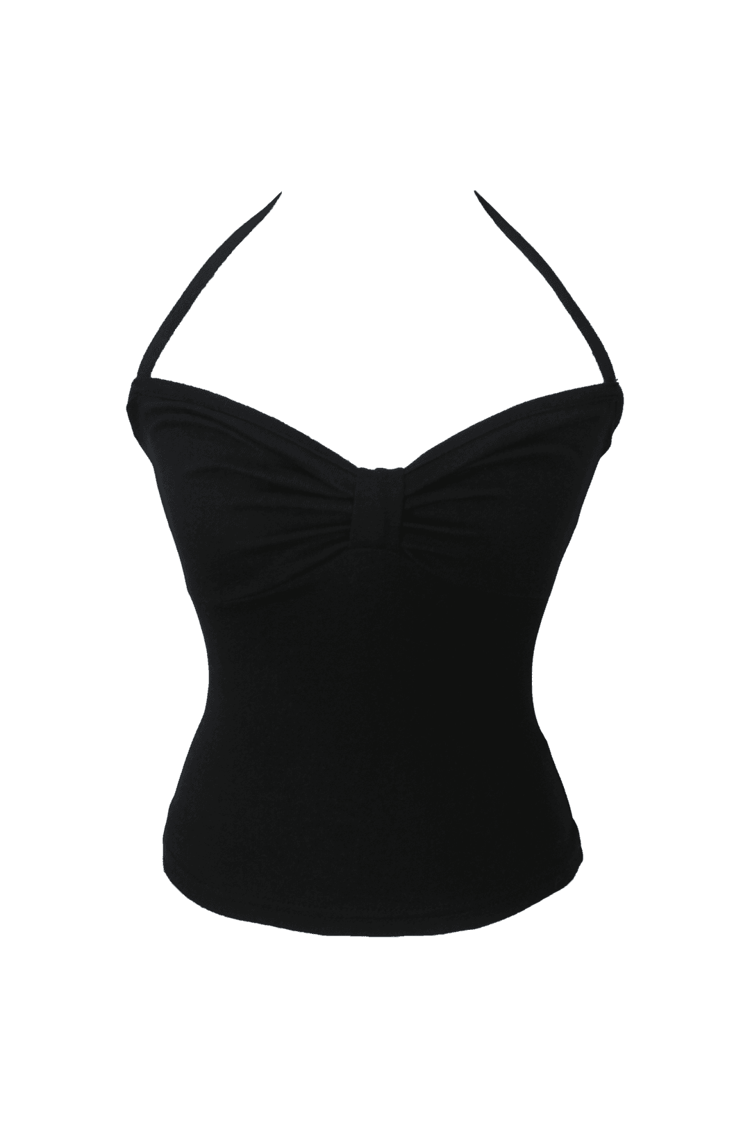 [Pink orchid house] Ribbon crop halter top (3color)