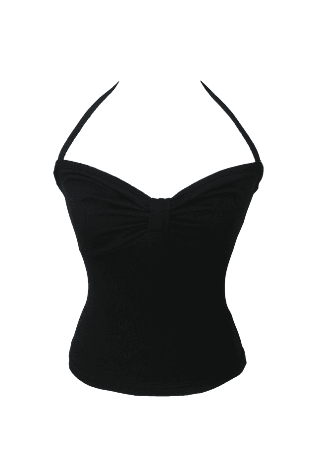 [Pink orchid house] Ribbon crop halter top (3color)