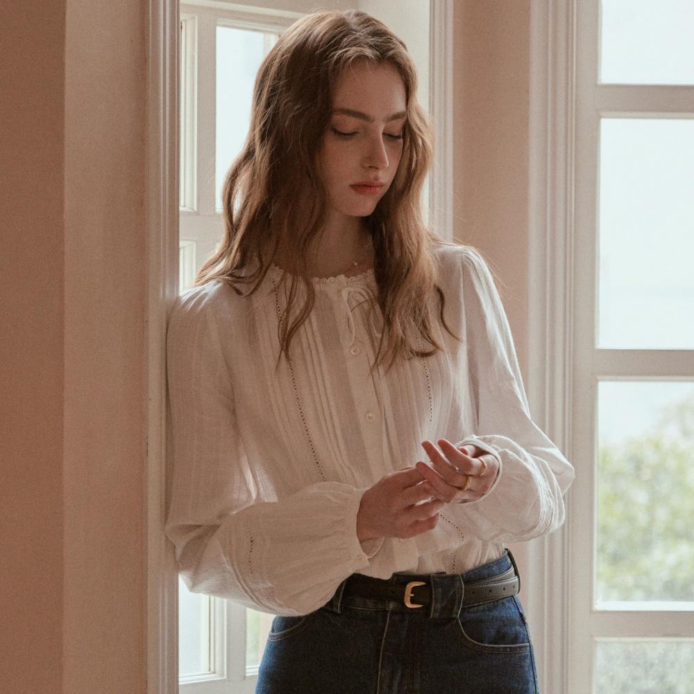 SHAYNA ribbon round neck shirt_white 리본 라운드넥 셔츠