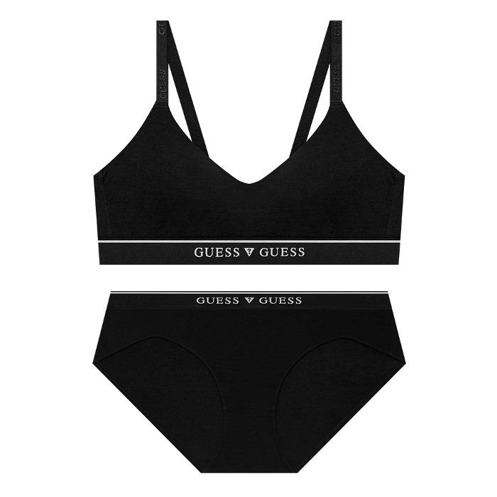 텐더 코튼 브라렛 팬티 세트 - 블랙