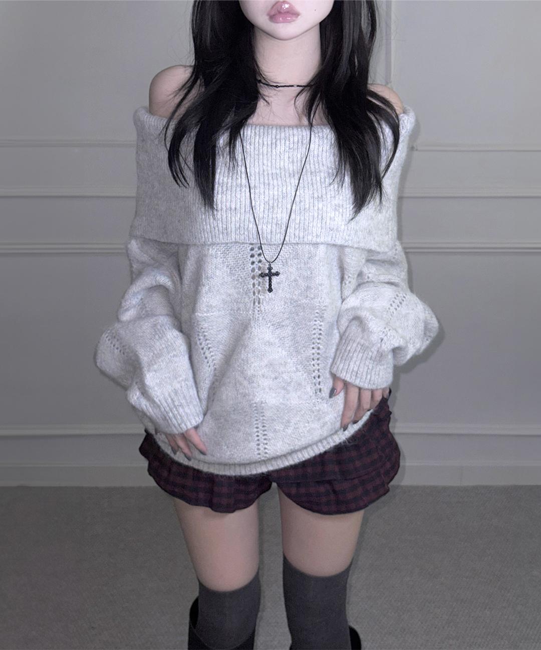 미고 (아이보리, 브라운당일) Off Dia Knit (3colors)