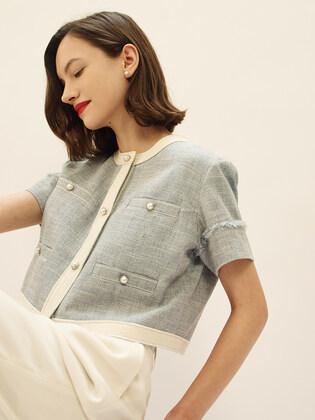 [Tweed] Summer Tweed Cropped Jacket