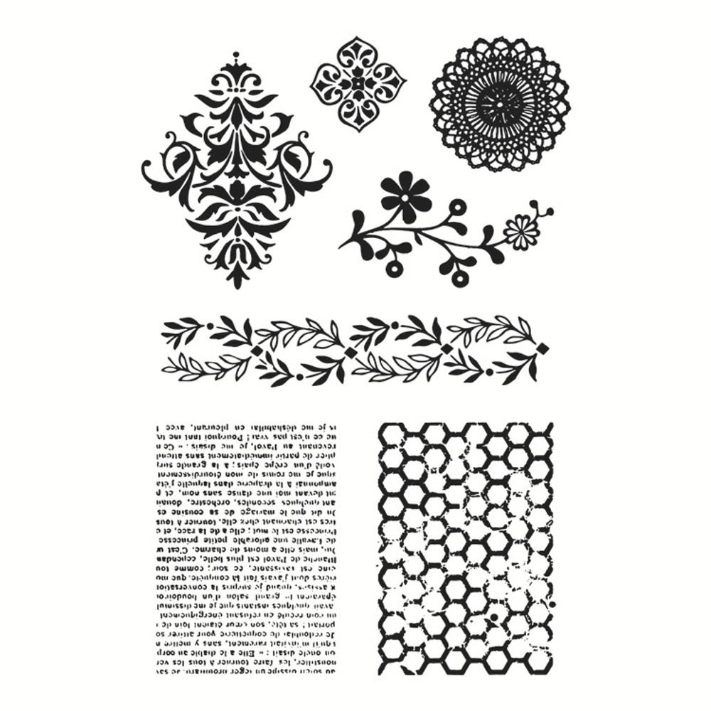 빈티지 감성 레터링 벌집 문양 실리콘 스탬프