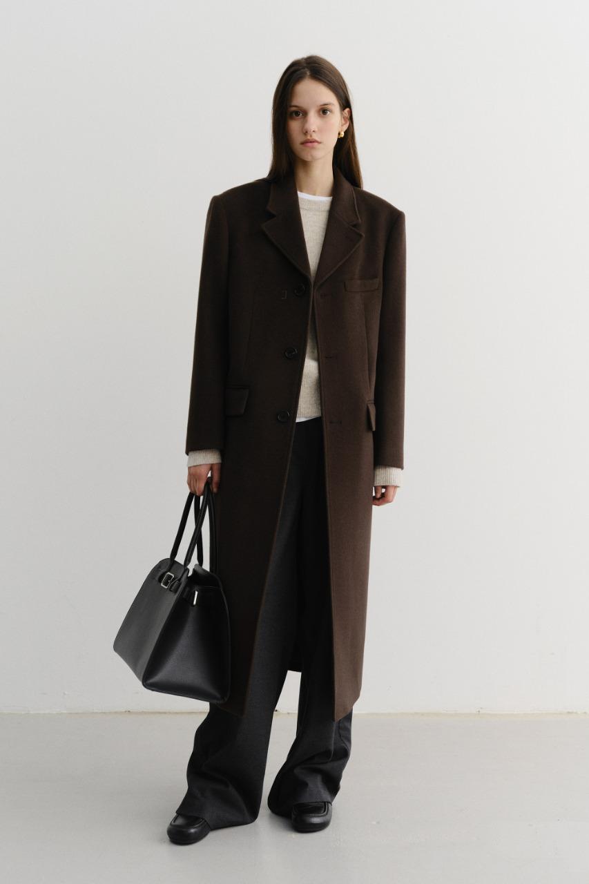 [EXCLUSIVE] UNISEX 2-WAY 3 BUTTON CASHMERE COAT BROWN