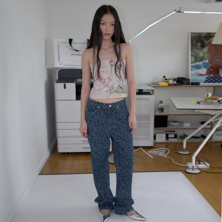 ROSE DENIM PANTS_BLUE ROSE