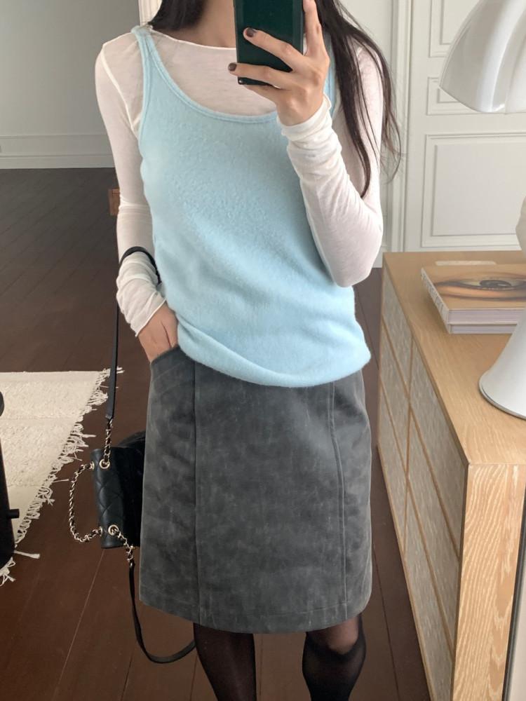 UNDERSON 언더슨 레이어드 나시 울 앙고라 니트 나시 뷔스티에