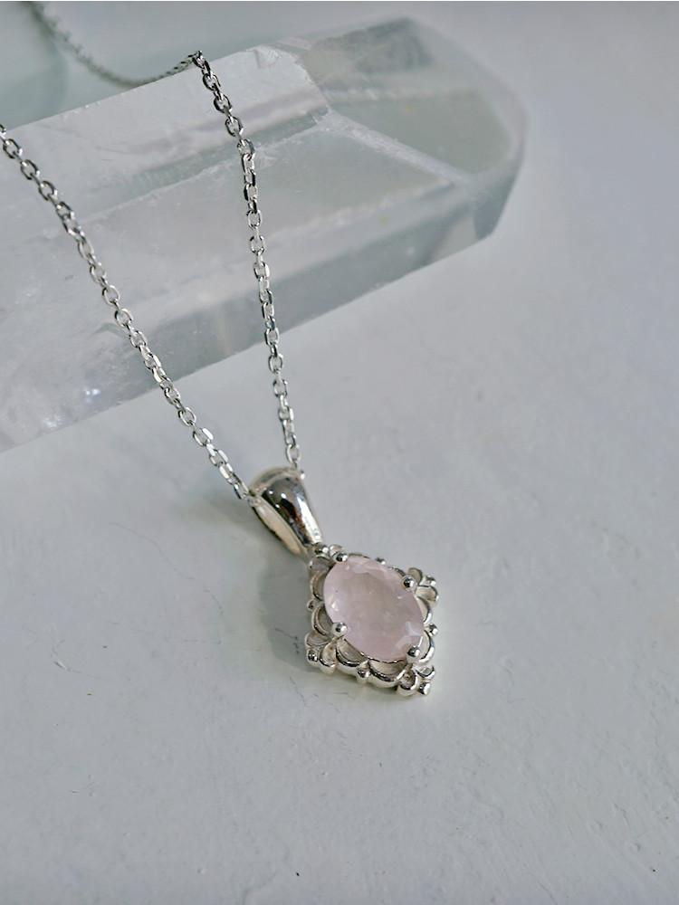 925silver 장미수정 로제트 목걸이