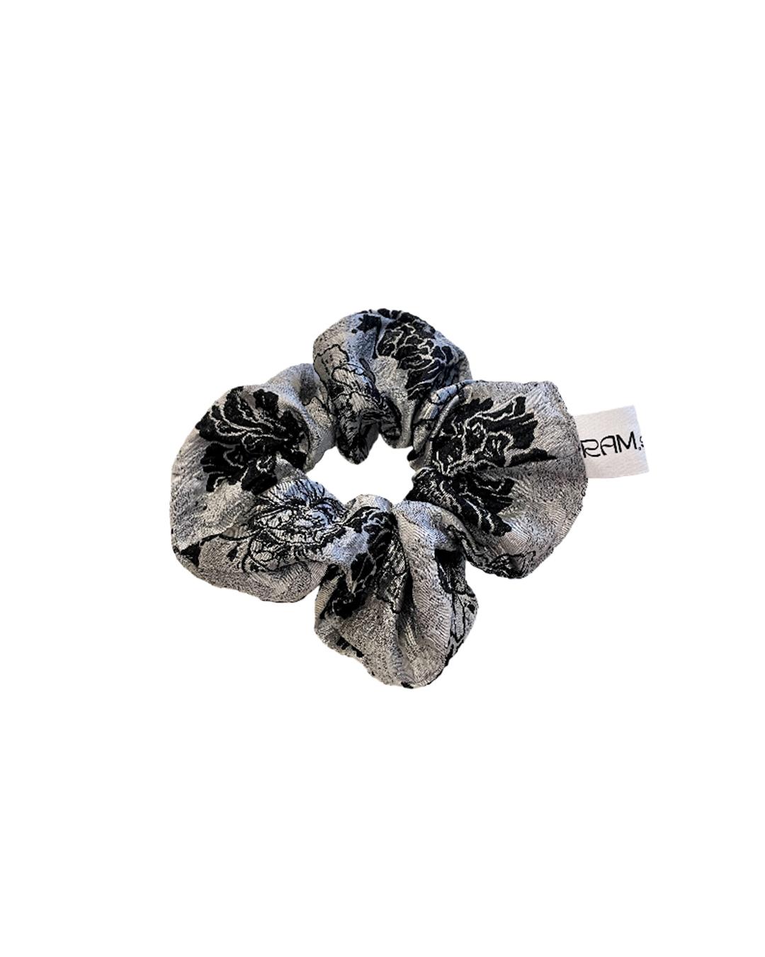 Jacquard silver(B/S) flower scrunch (당일발송)