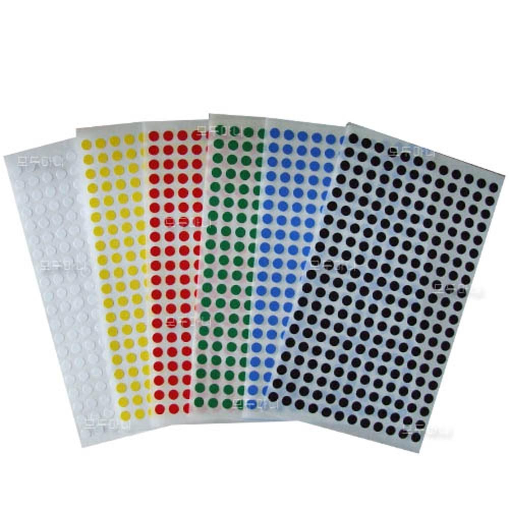 원형스티커303-3 (지름5mm) 7매 다이어리용 칼라분류라벨 견출지