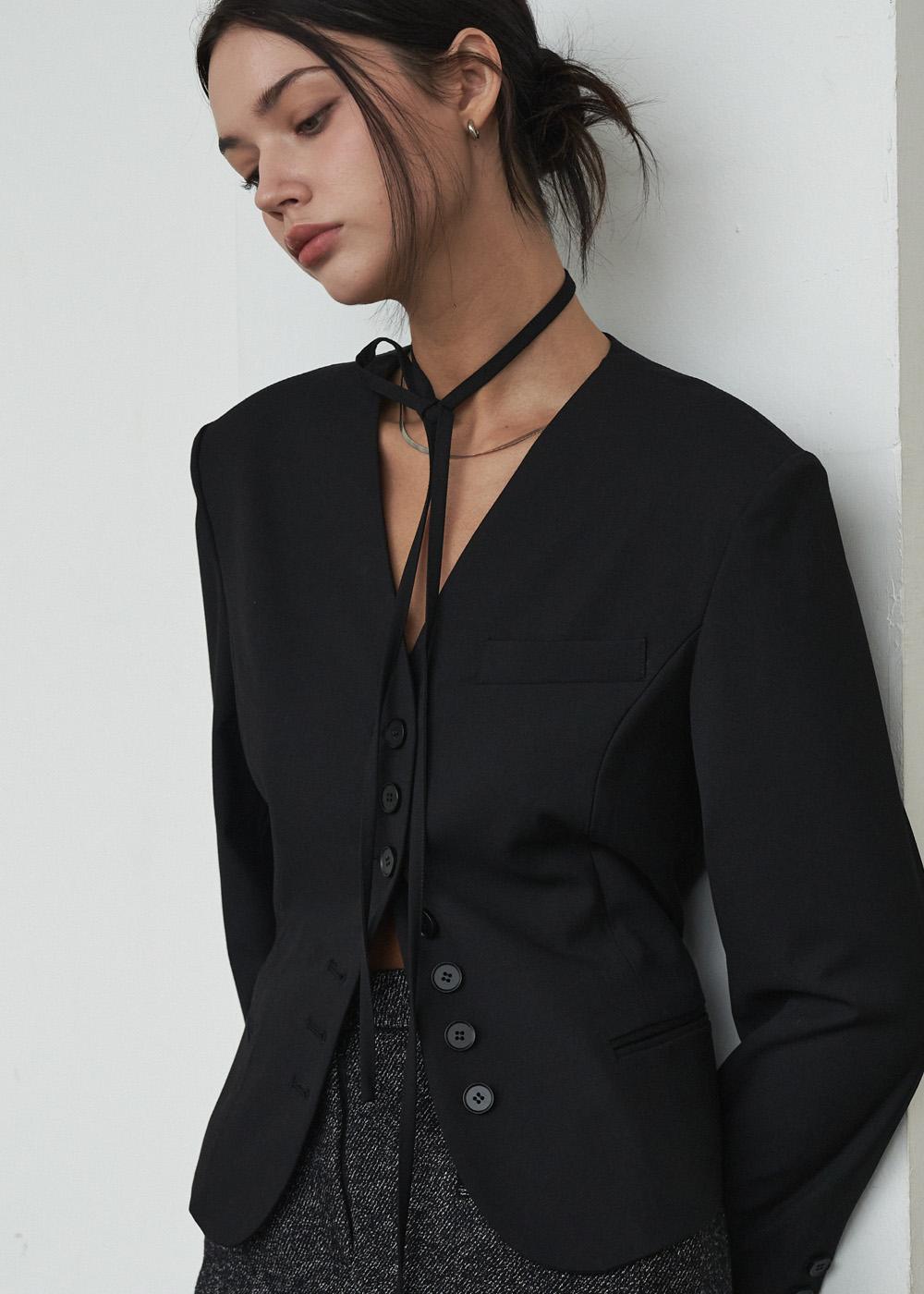 BUTTON LACE UP JACKET