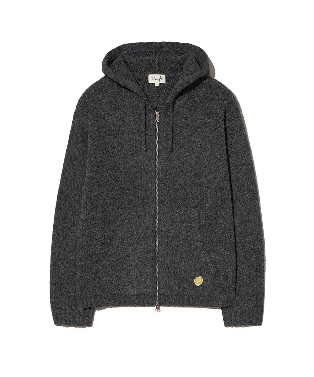 하트애플 니트 후드집업_차콜