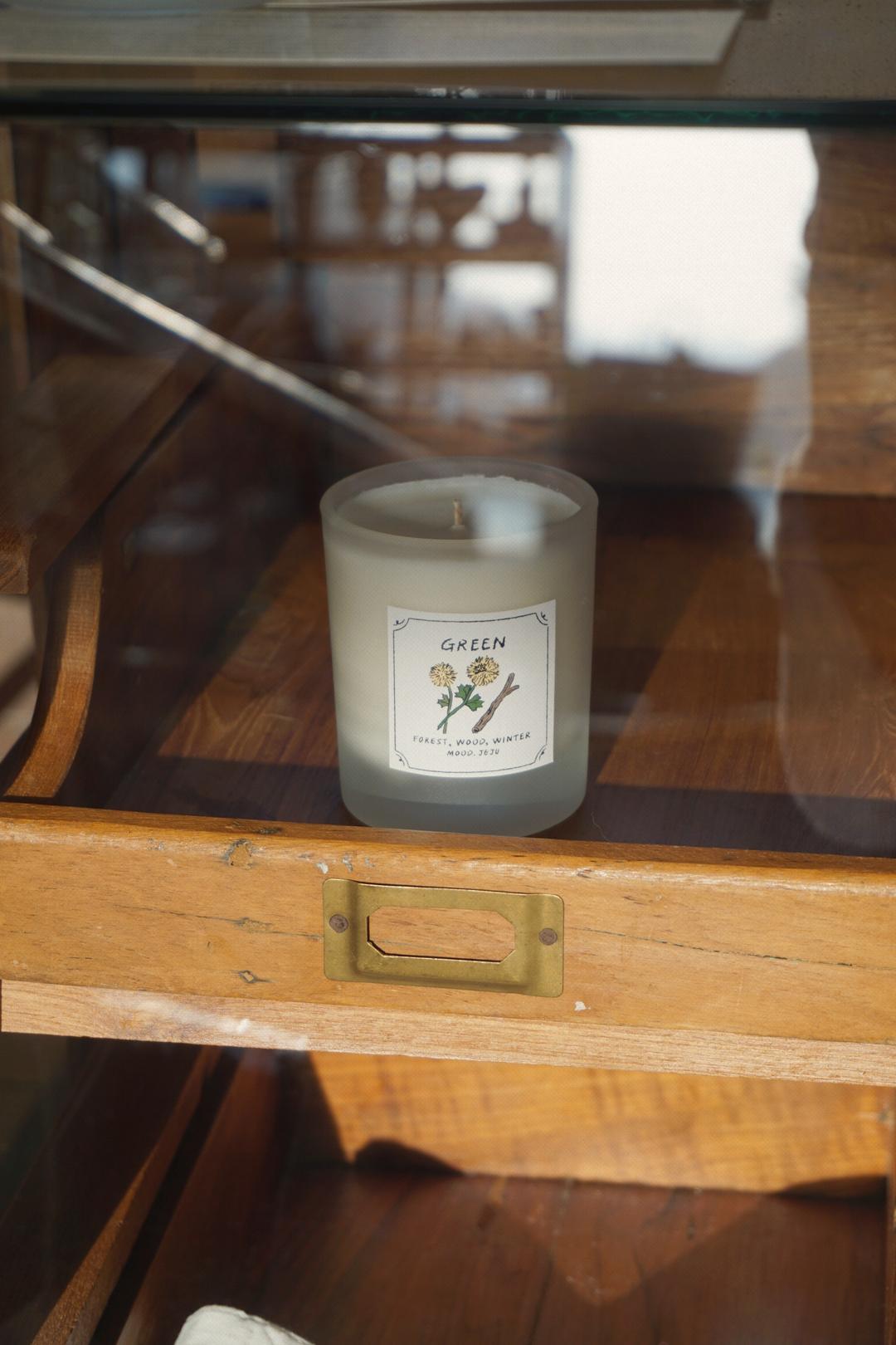 MOOD) GLASS CANDLE - GREEN