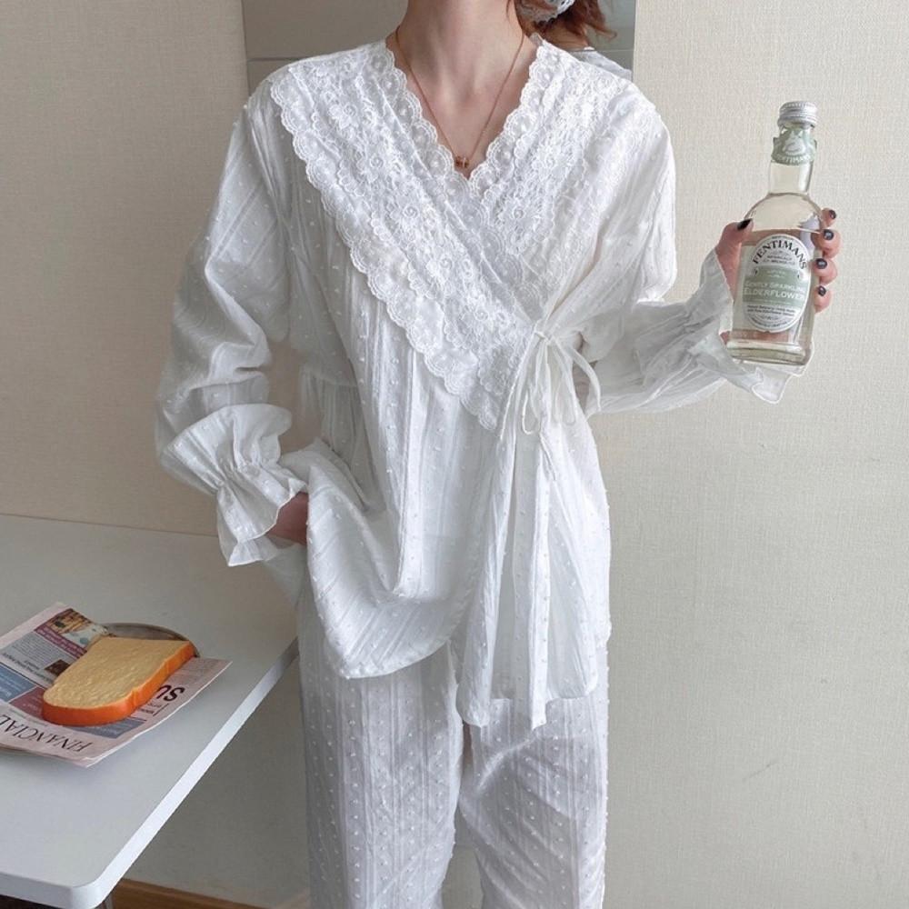 레이스 랩 잠옷 세트