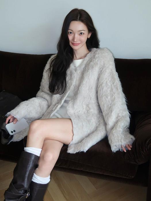 Bluff fur cardigan (beige)