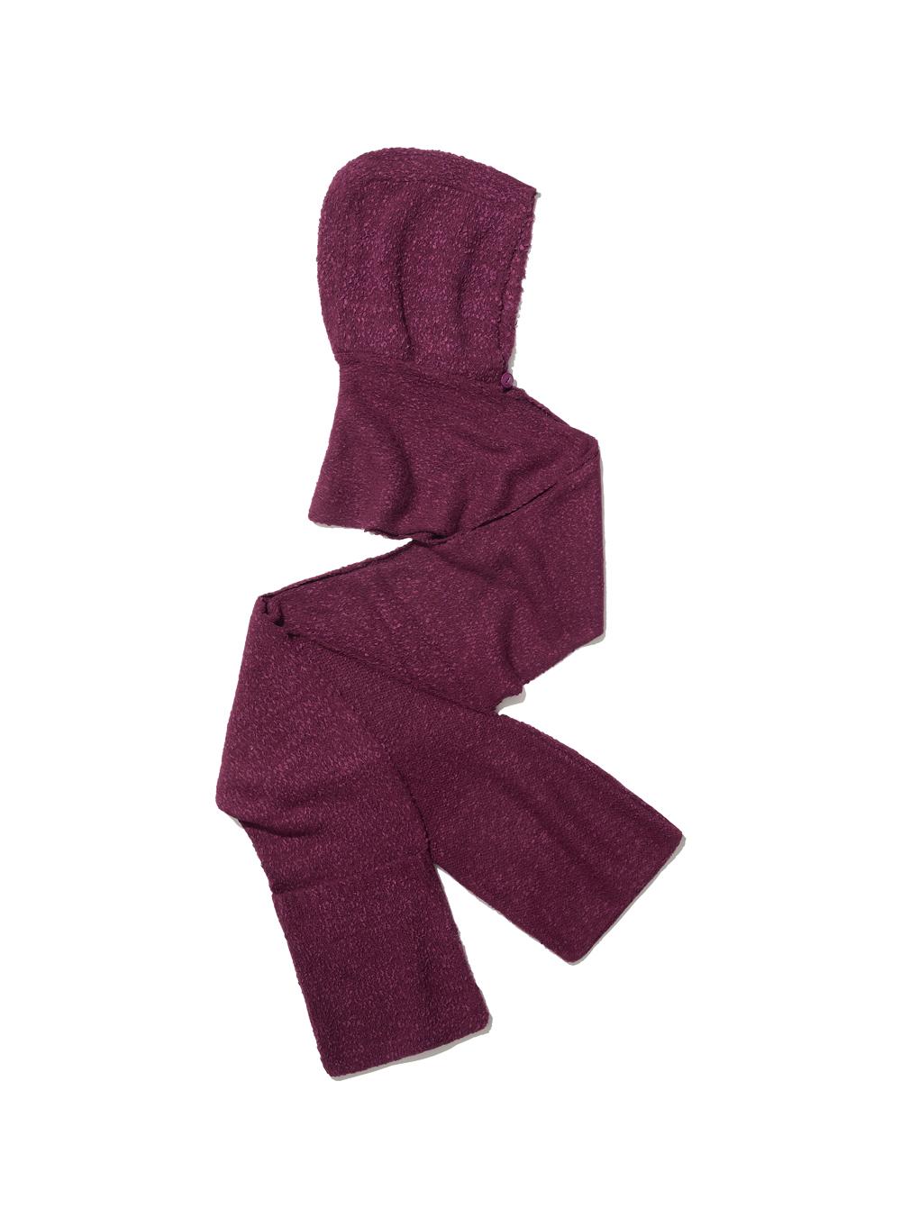 [WOMEN] HOODED POCKET KNIT MUFFLER_PLUM