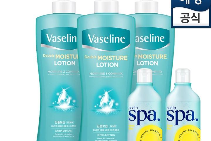 바세린 더블모이스춰 로션 450mlx3개 +샴푸180ml 2개